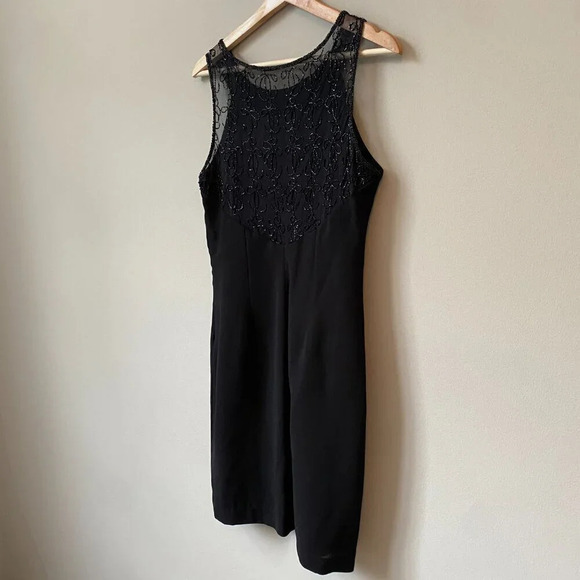 Vintage Brilliante By JA Womens MP Petite Sleeveless Beaded Cocktail Black Dress - Picture 13 of 16